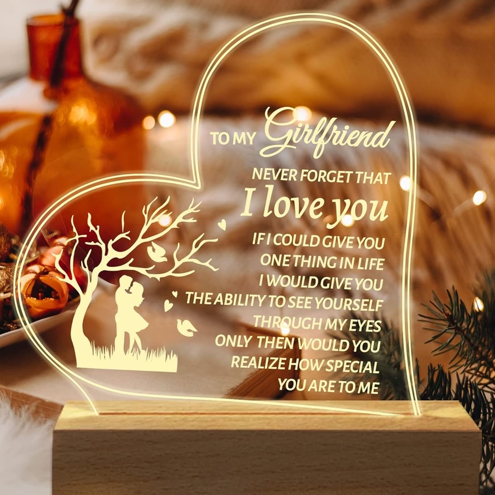 Heart-Shaped LED Light with Romantic Message